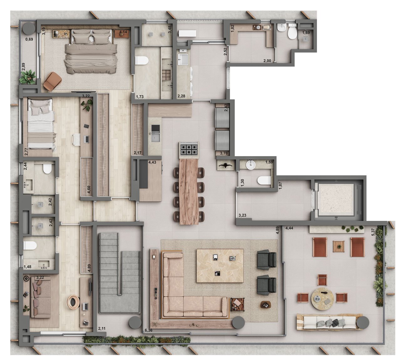 Planta Cobertura 313m²- inferior